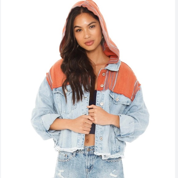 FREE PEOPLE | NWOT Baja Hooded Distressed Denim Jacket - Picture 13 of 13